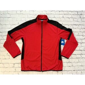 Vintage Starter Red Black Polyester Full Zip Long Sleeve Jacket Large 42-44 NWT‎